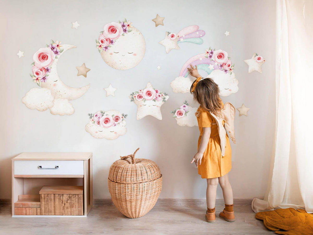 WANDAUFKLEBER 100x138cm - Elemente des Himmels - Multicolor, Kunststoff (100/138/0.1cm) - Wallfluent