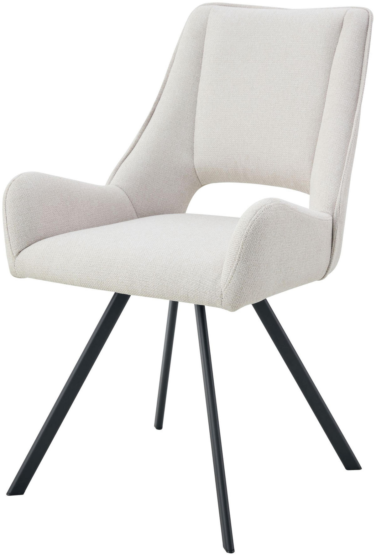 ARMLEHNENSTUHL Helen creme 2er Set - Creme/Schwarz, Textil/Metall (56/91/63cm) - Xonox