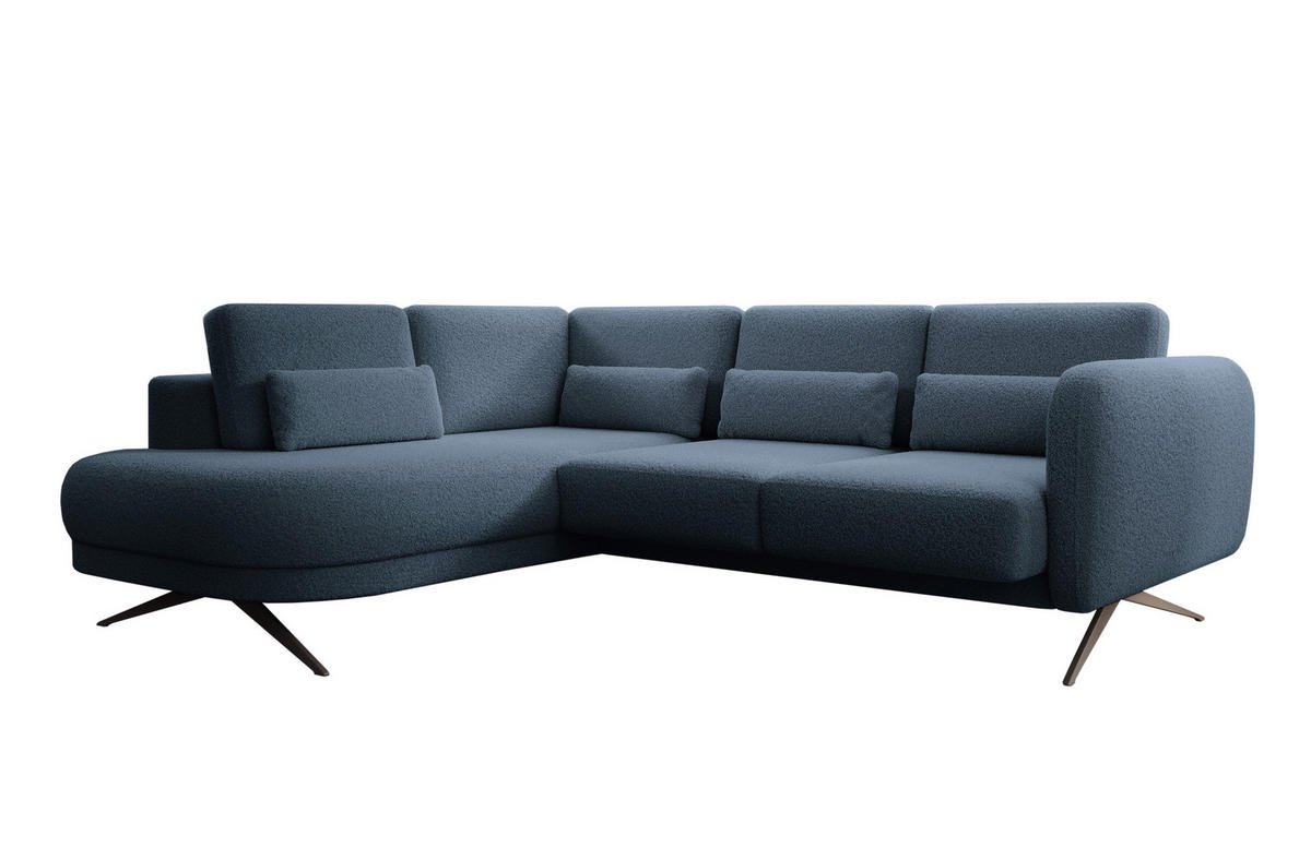 ECKSOFA ILUSIO L 250x205cm, Schlaffunktion, Blau, Links - Blau, Holz/Textil (205/248cm) - DomoHome