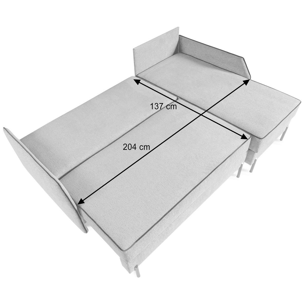 ECKSCHLAFSOFA Livio mit Schlaffunktion und universeller Ottomane, Grau - Grau, Textil (213/155cm) - Beautysofa