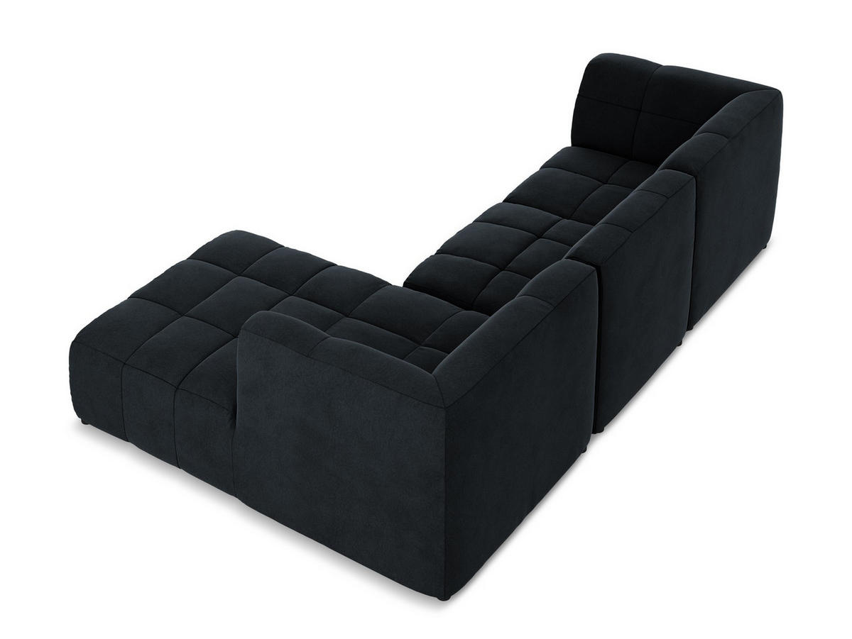 ECKSOFA Rechts Samt Stoff Blau - Türkis/Schwarz, Holzwerkstoff/Kunststoff (240/90cm) - Makamii