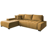 ECKSCHLAFSOFA Draco L Gelb - Gelb/Schwarz, Textil/Metall (268/183cm) - Beautysofa