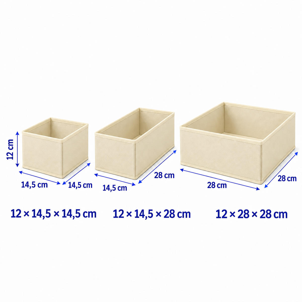 SCHUBLADENORGANIZER Beige 16er-Set - Beige, Papier/Textil (28/12/28cm) - Relaxdays