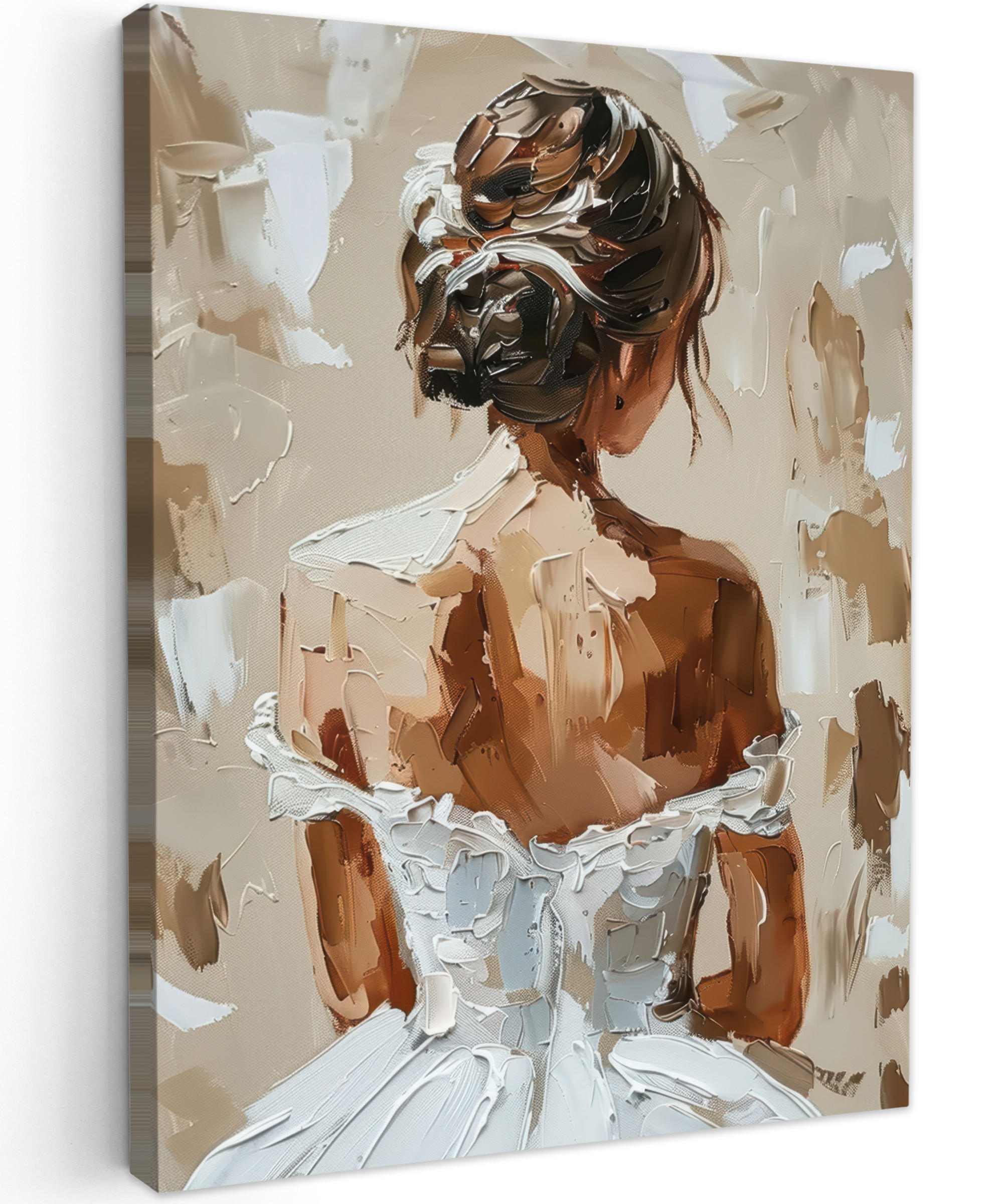 MuchoWow OBRAZ NA PLÁTNĚ Žena - malba - abstraktní - béžová - moderní 30x40 cm