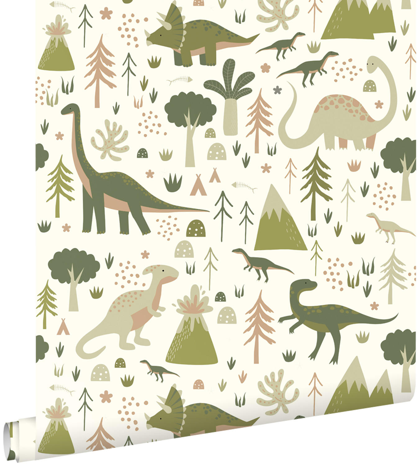 TAPETE Dinosaurier 50 x 900 cm - Grün, Papier (50/0.1cm) - ESTAhome