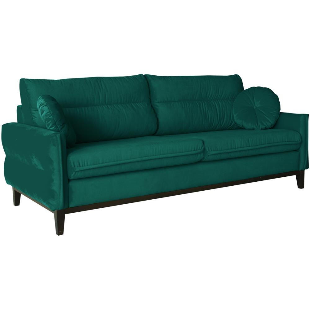 SOFA 2-SITZER Belweder Velours dunkelgrün - Wengefarben/Dunkelgrün, Holz/Textil (218/95/94cm) - Beautysofa