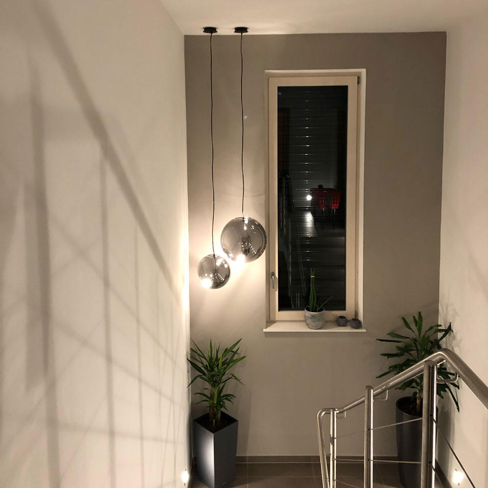 GALERIELAMPE Sphere 5m Abhängung Schwarz/Klar Ø 40cm - Schwarz, Glas (40/40/40cm) - s.luce