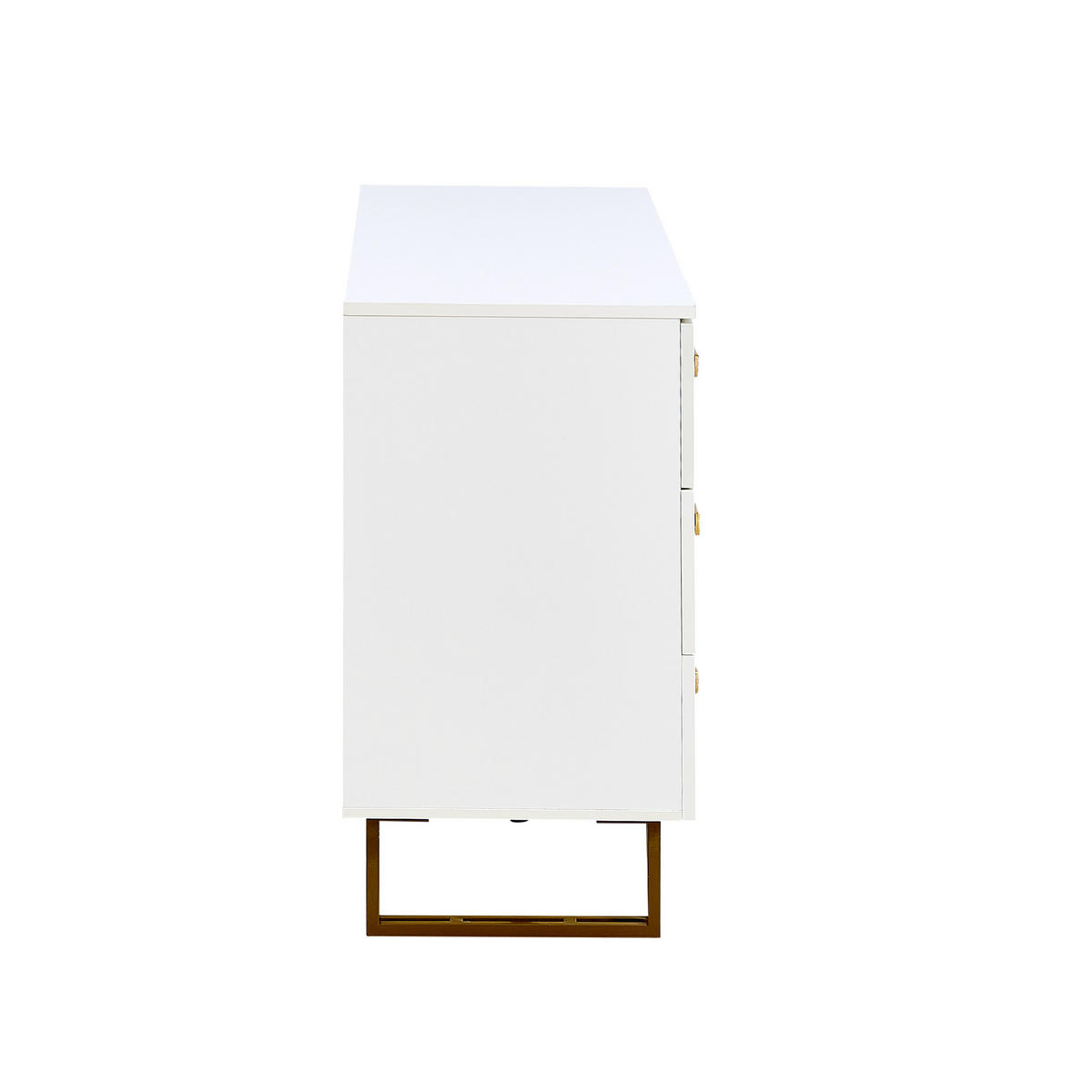 SIDEBOARD in Weiß und Gold Kommode aus MDF und Stahl für Wohnzimmer, Flur und Esszimmer, B120/T40/H75 cm - Goldfarben/Weiß, Holzwerkstoff/Metall (120/75/40cm) - STILVORA