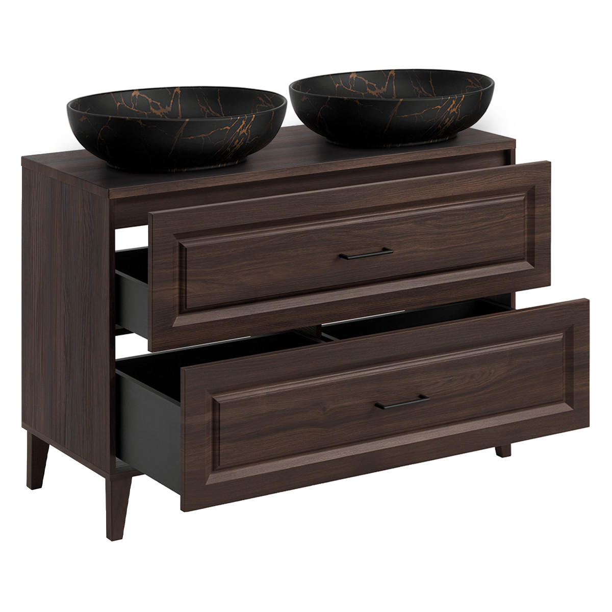 DOPPELWASCHTISCH 120cm Moka Holz - Braun, Holzwerkstoff (120/84.5/46cm) - Petits-meubles