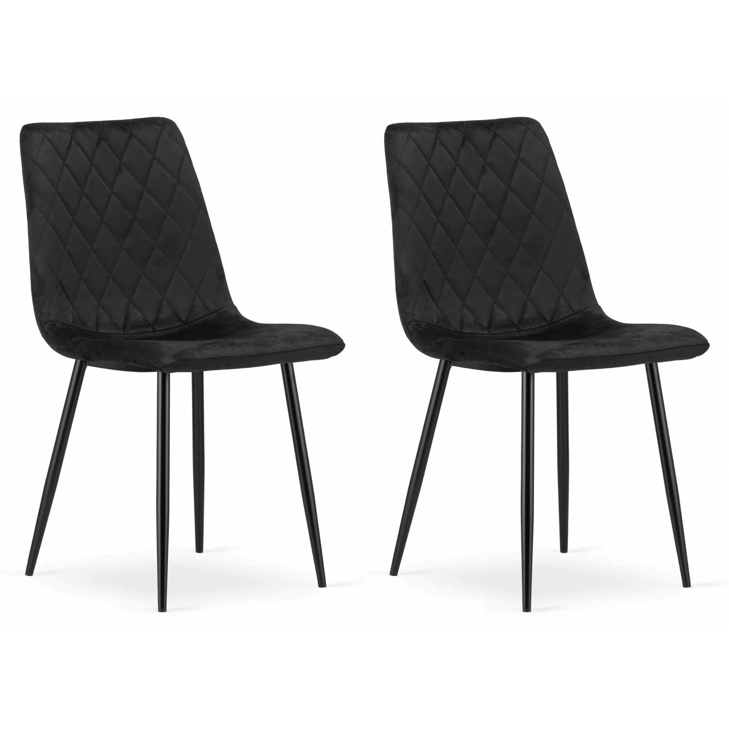 STUHL SCANNO 2-er Set, Schwarz, mit Samtstoff gepolstert - Schwarz, Textil/Metall (45/89/53cm) - Komodee