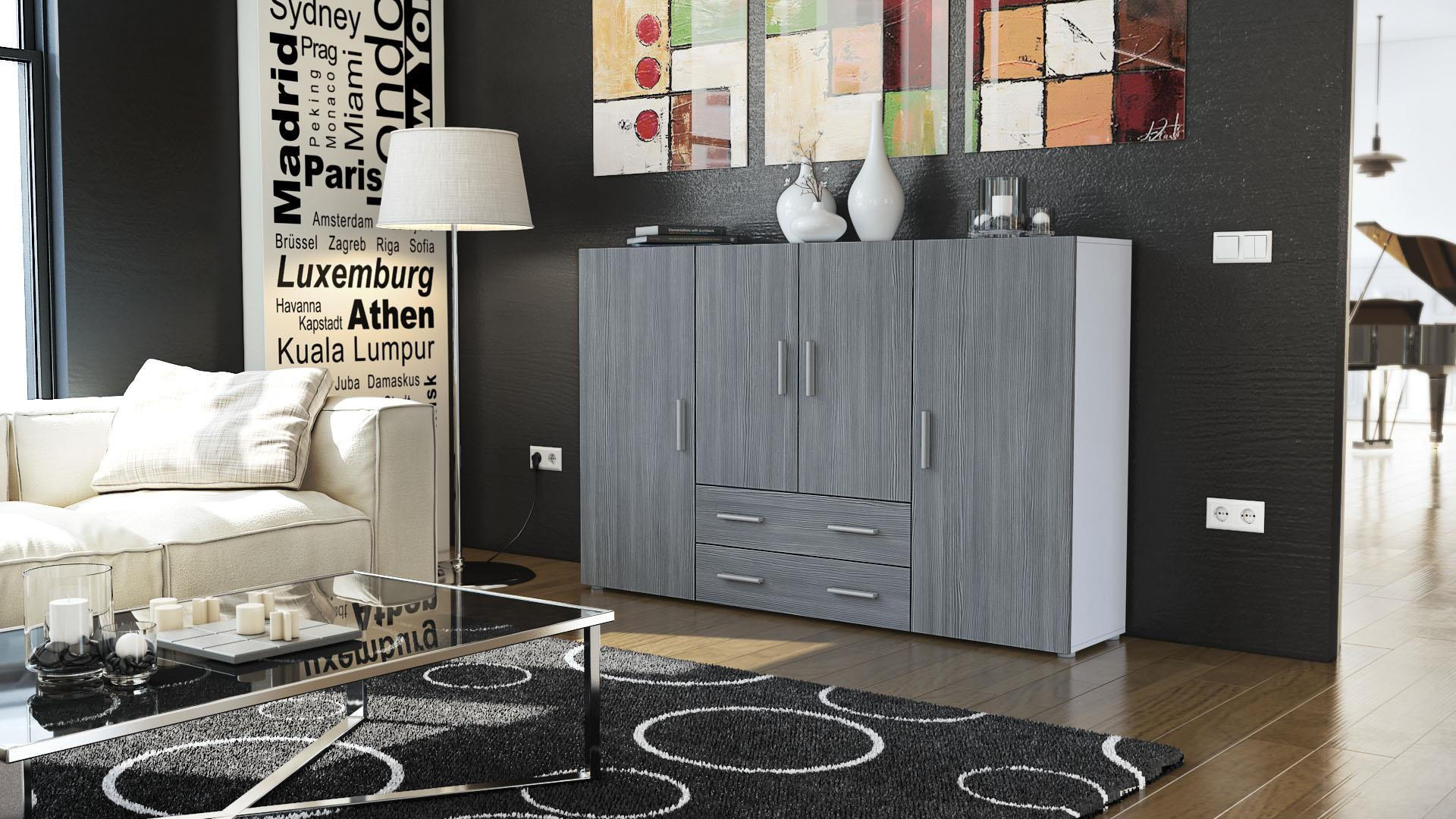 HIGHBOARD Nora Front in Avola-Anthrazit - Anthrazit, Holzwerkstoff (166/106/35cm) - Vladon