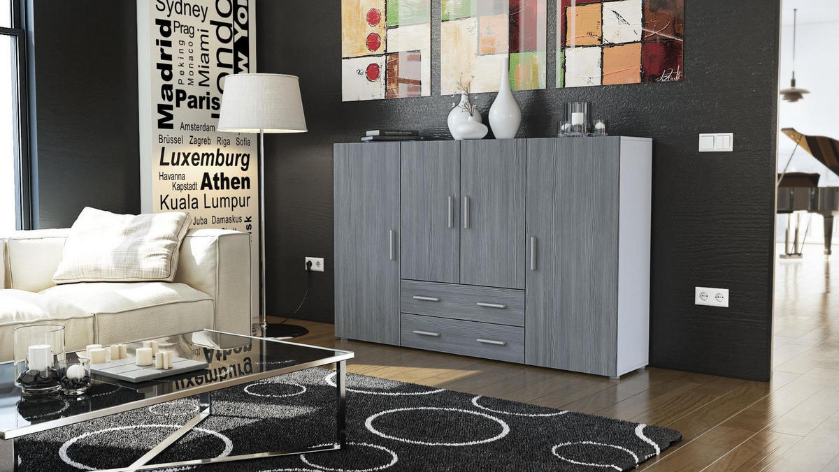 HIGHBOARD Nora Front in Avola-Anthrazit - Anthrazit, Holzwerkstoff (166/106/35cm) - Vladon