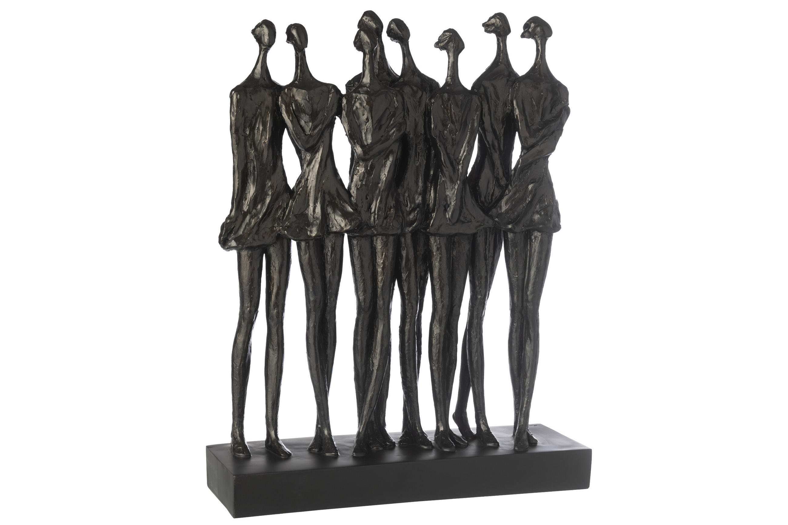 FIGUR AUF FUß 8 MENSCHEN Schwarz - Schwarz, Glas/Naturmaterialien (16/64/49cm) - J-Line
