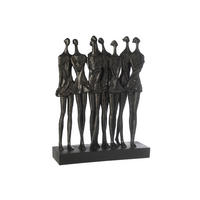 FIGUR AUF FUß 8 MENSCHEN Schwarz - Schwarz, Glas/Naturmaterialien (16/64/49cm) - J-Line