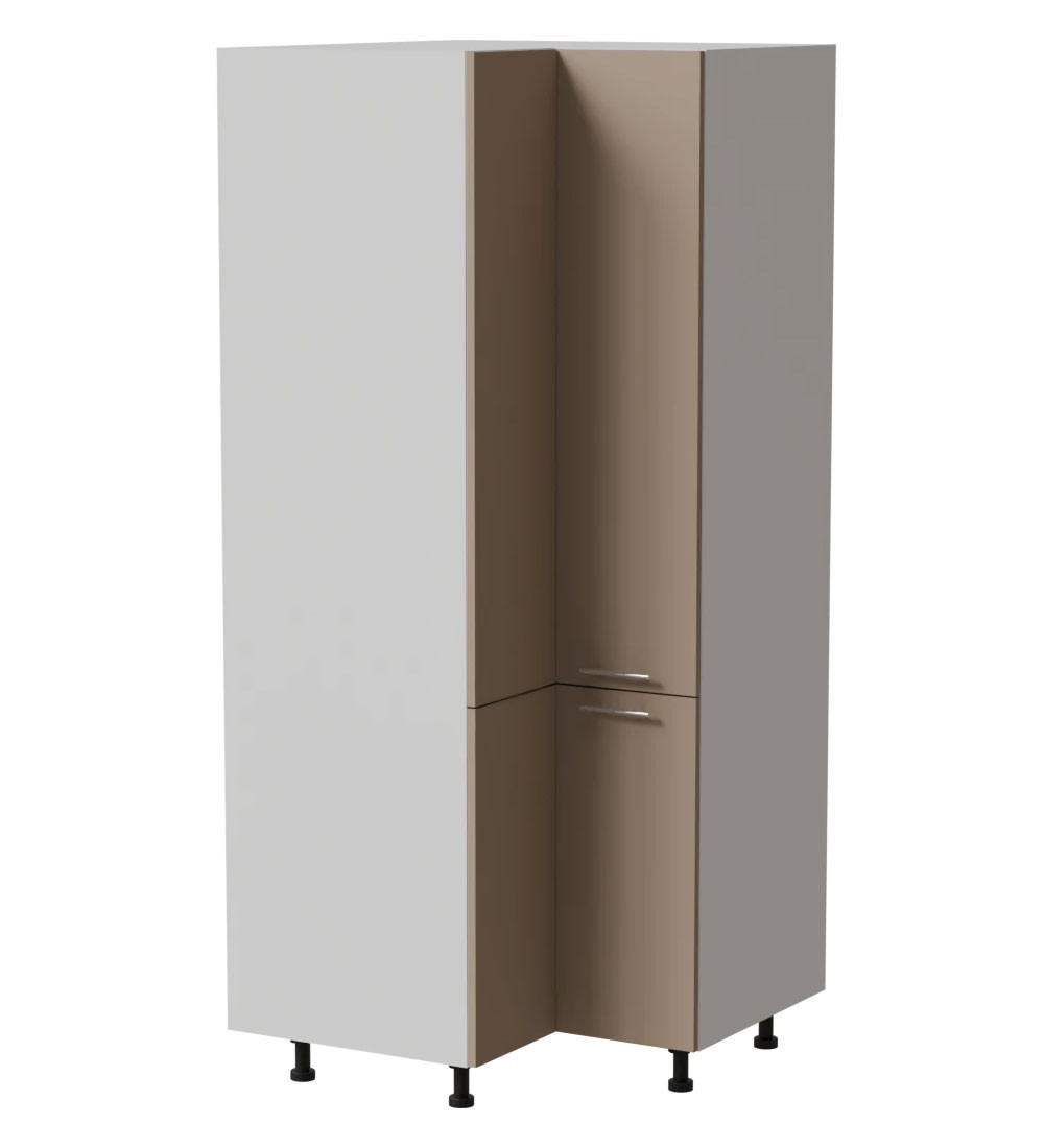 ECKVORRATSSCHRANK Brerra D24N/207 Weiß / RAL 1019 graubeige Matt 90 / 90 / 207cm - Beige/Weiß, Holz/Holzwerkstoff (90/207/90cm) - Feldmann-Wohnen