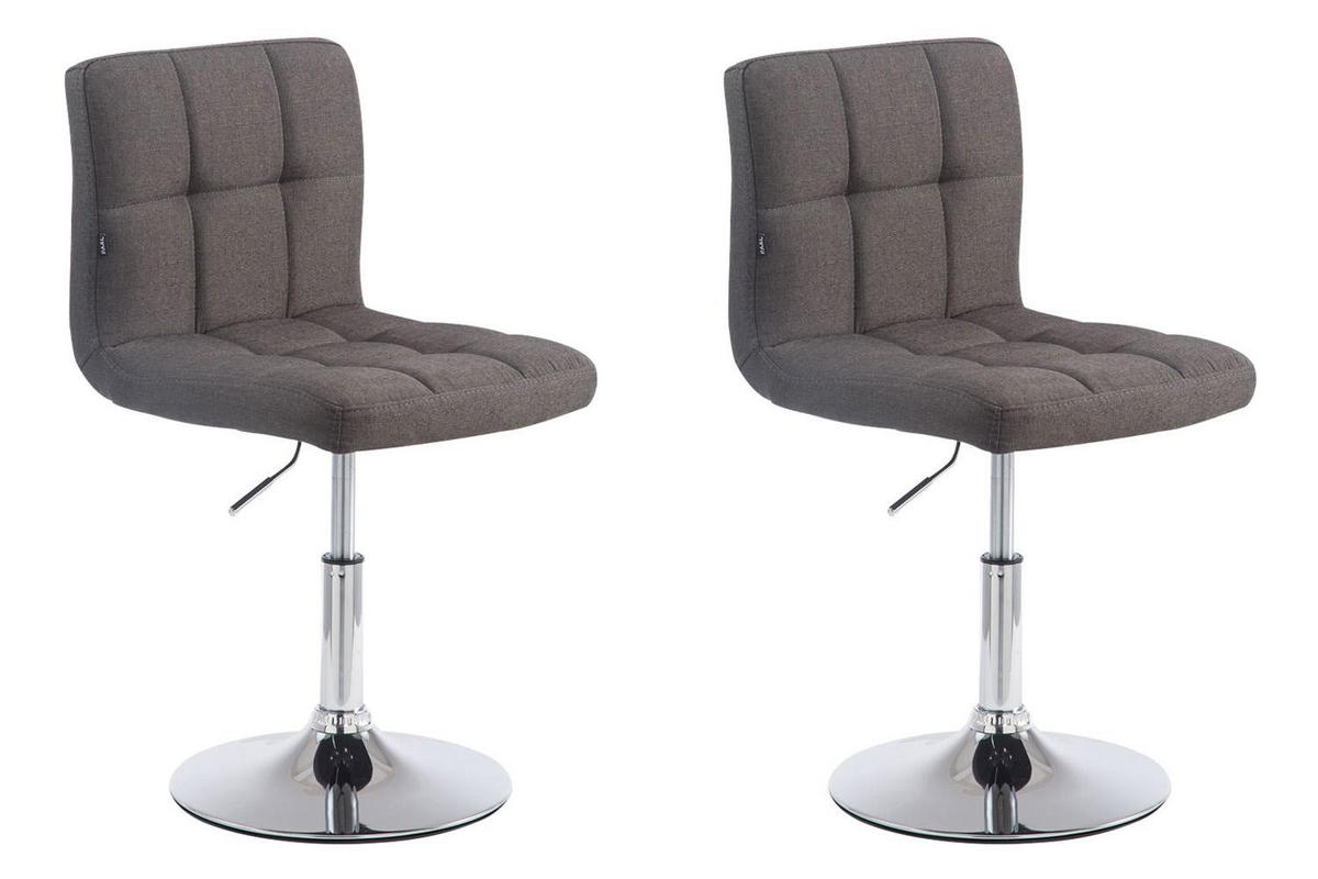DREHSTUHL 2er Set Stoff dunkelgrau - Chromfarben/Dunkelgrau, Textil/Metall (44/74/49cm) - CLP