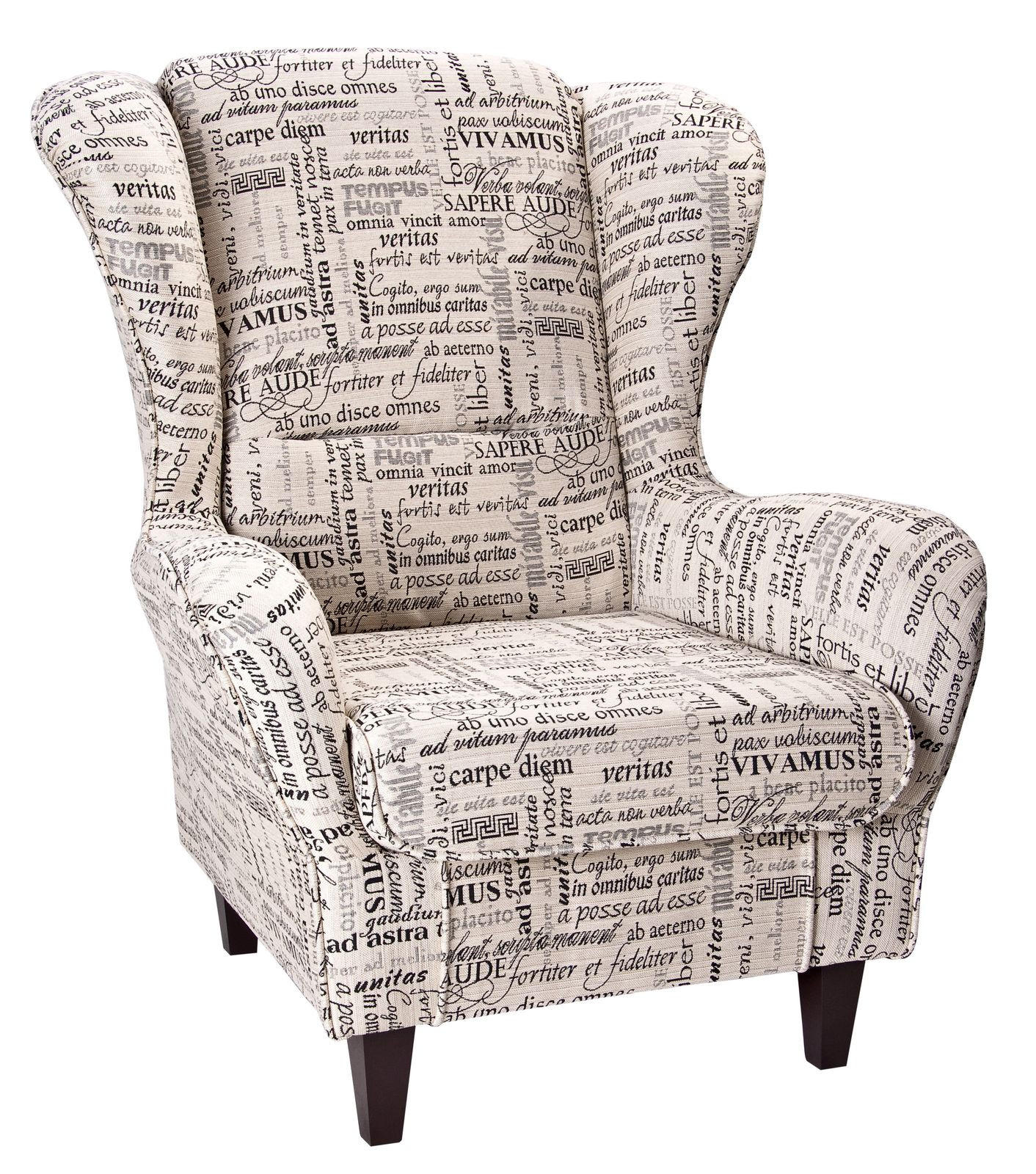 OHRENSESSEL Sofia, Relaxsessel mit Hocker | Carpe Diem Beige Design - Cappuccino, Textil (92/68/95cm) - Supellex