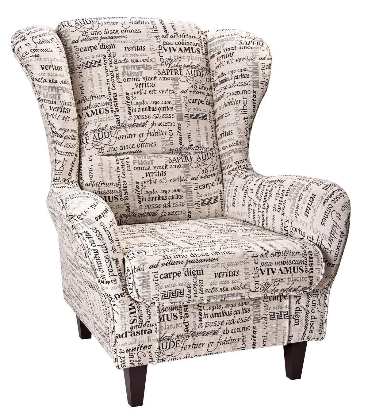 OHRENSESSEL Sofia, Relaxsessel mit Hocker | Carpe Diem Beige Design - Cappuccino, Textil (92/68/95cm) - Supellex