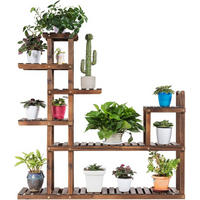 PFLANZENREGAL Blumenregal Holz - Apfelbaumfarben, Holz (25/120/120cm) - COSTWAY