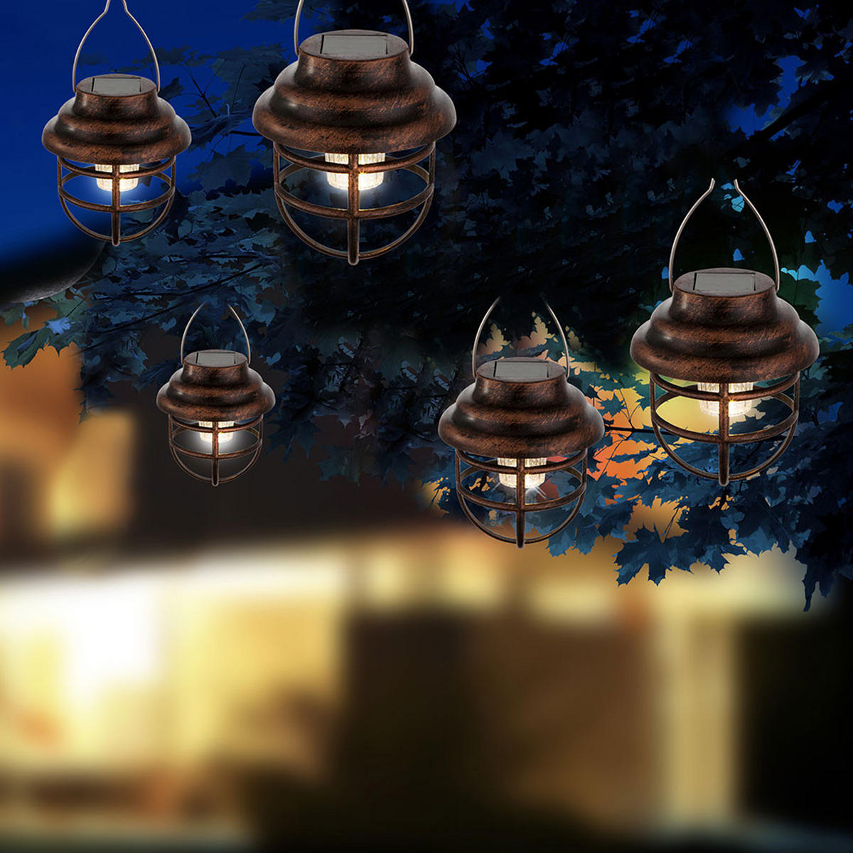 LED AUSSENLEUCHTE Rostoptik Braun 4er Set - Braun, Metall (8/8/14cm)