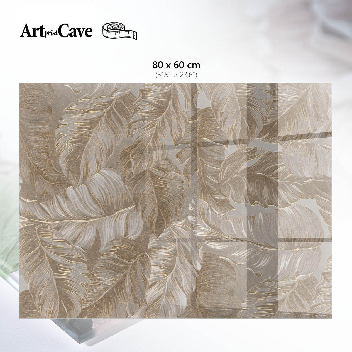 GLASPLATTE 80x60 cm – Exotische Blätter - Braun, Glas (0.4/80/60cm) - ArtPrintCave
