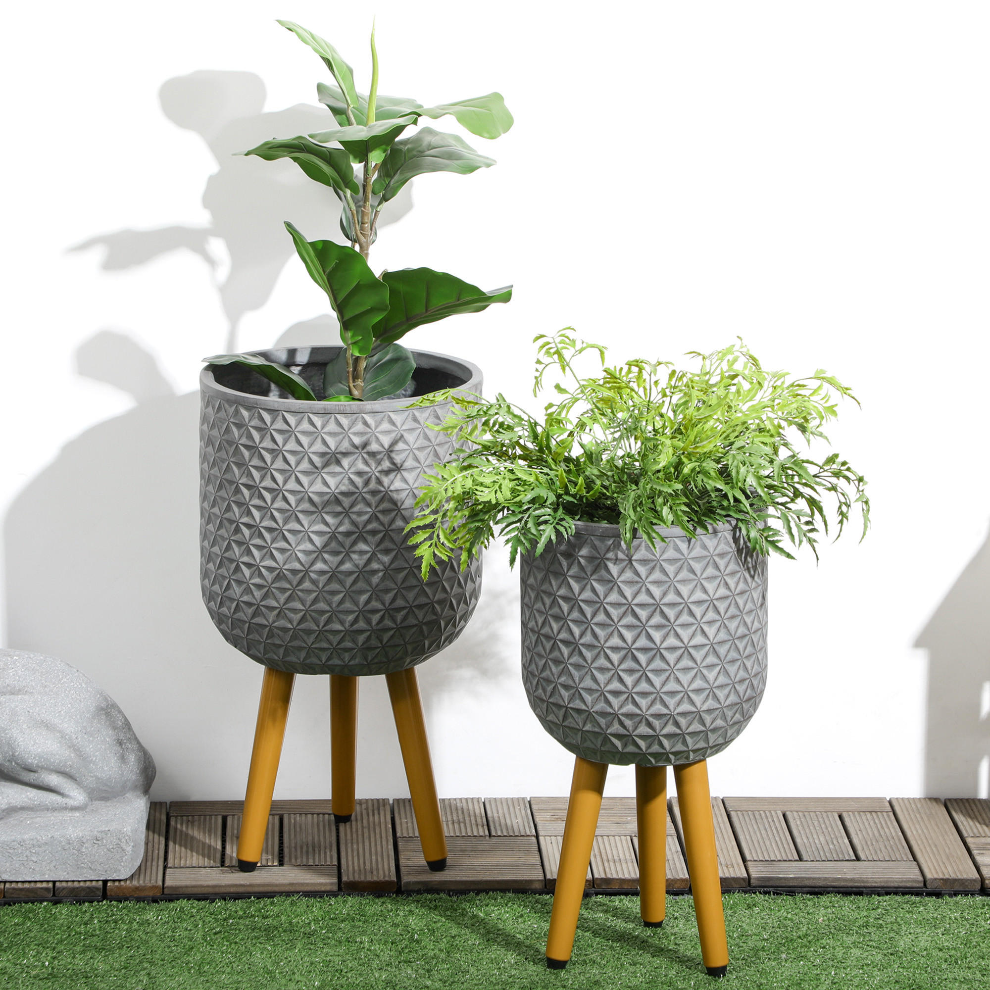 BLUMENTÖPFE, für Innen- und Außenbereich, MgO, Grau - Grau, Kunststoff (52cm) - Outsunny