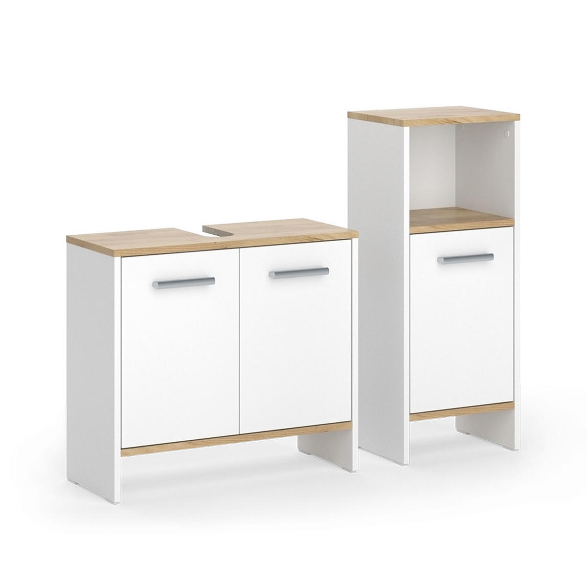 SESTAVA KOUPELNOVÉHO NÁBYTKU Karli Bílý/zlatý dub - bílá, kompozitní dřevo (63.8/57/26.3cm) - Vicco