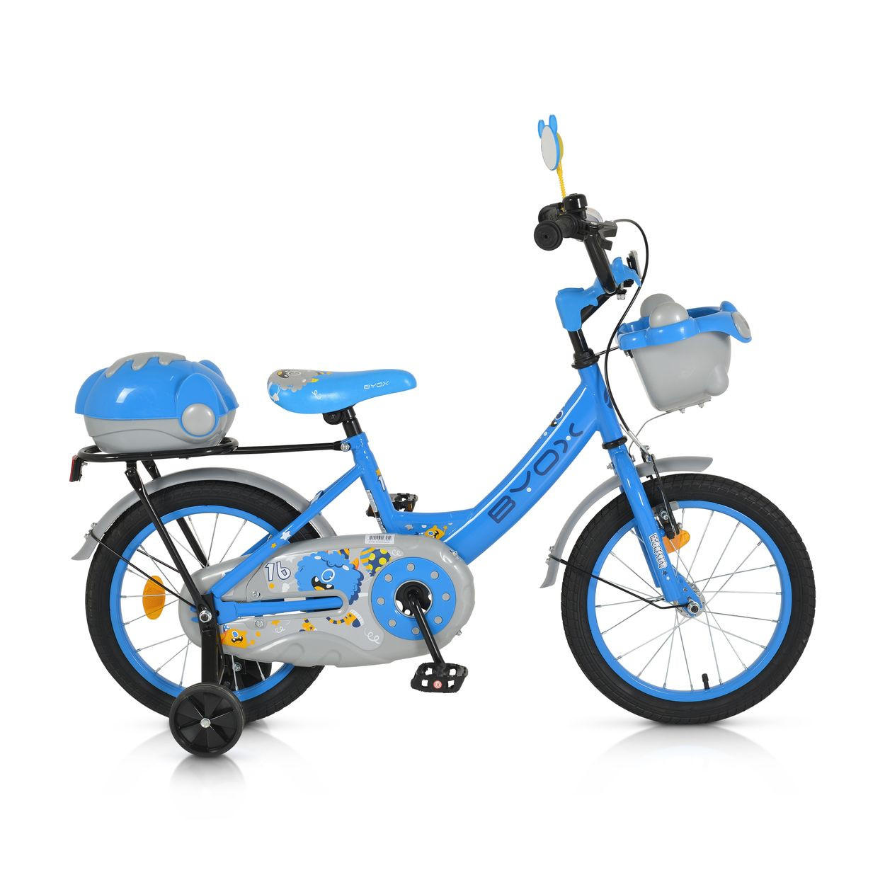 KINDERFAHRRAD 16 Zoll 1602 blau Stützräder, höhenverstellbar, Klingel, Körbe - Blau, Metall (79cm)