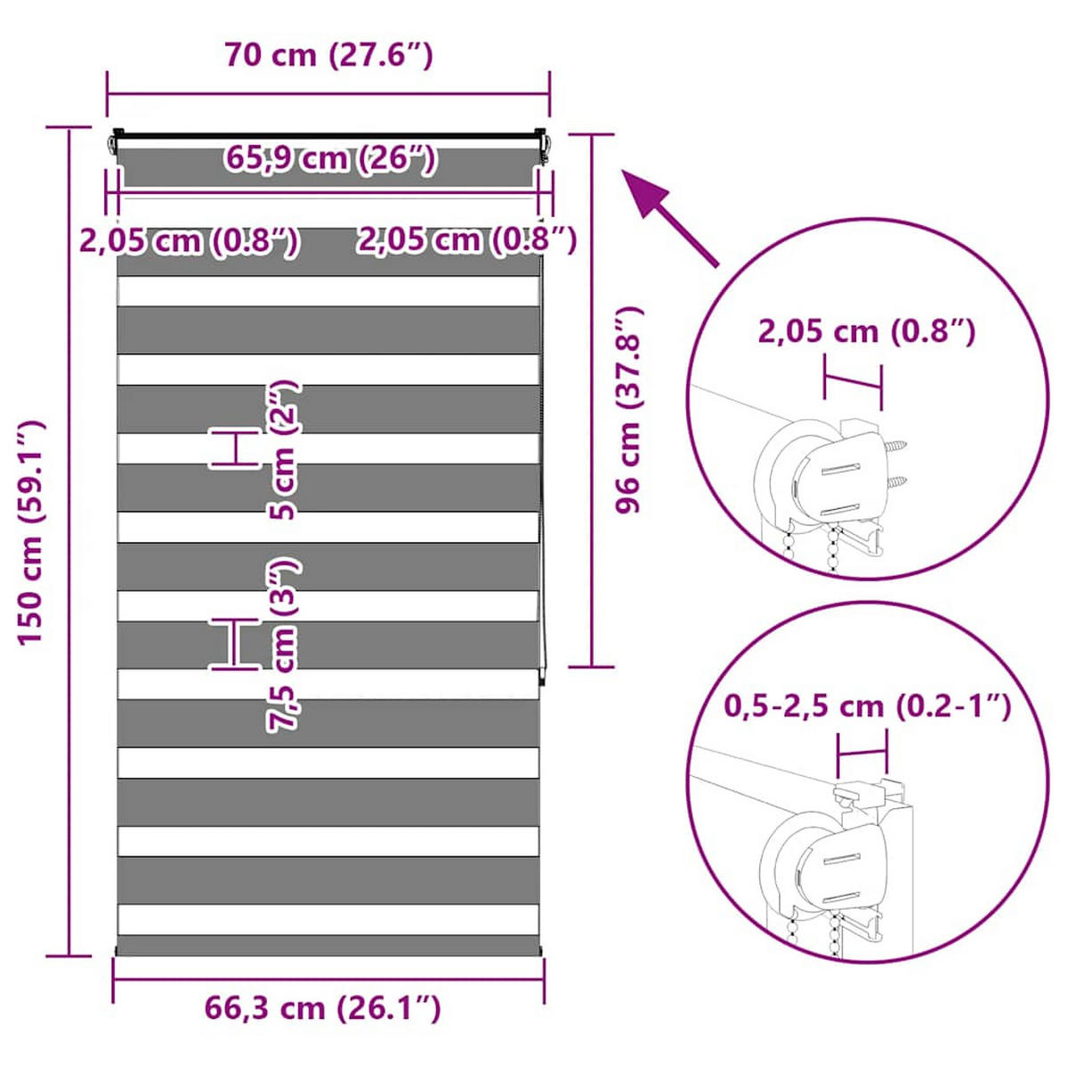 DOPPELROLLO 70/150 cm Stoffbreite 65,9 cm aus Polyester Hellgrau - Hellgrau, Textil (70/150cm) - vidaXL
