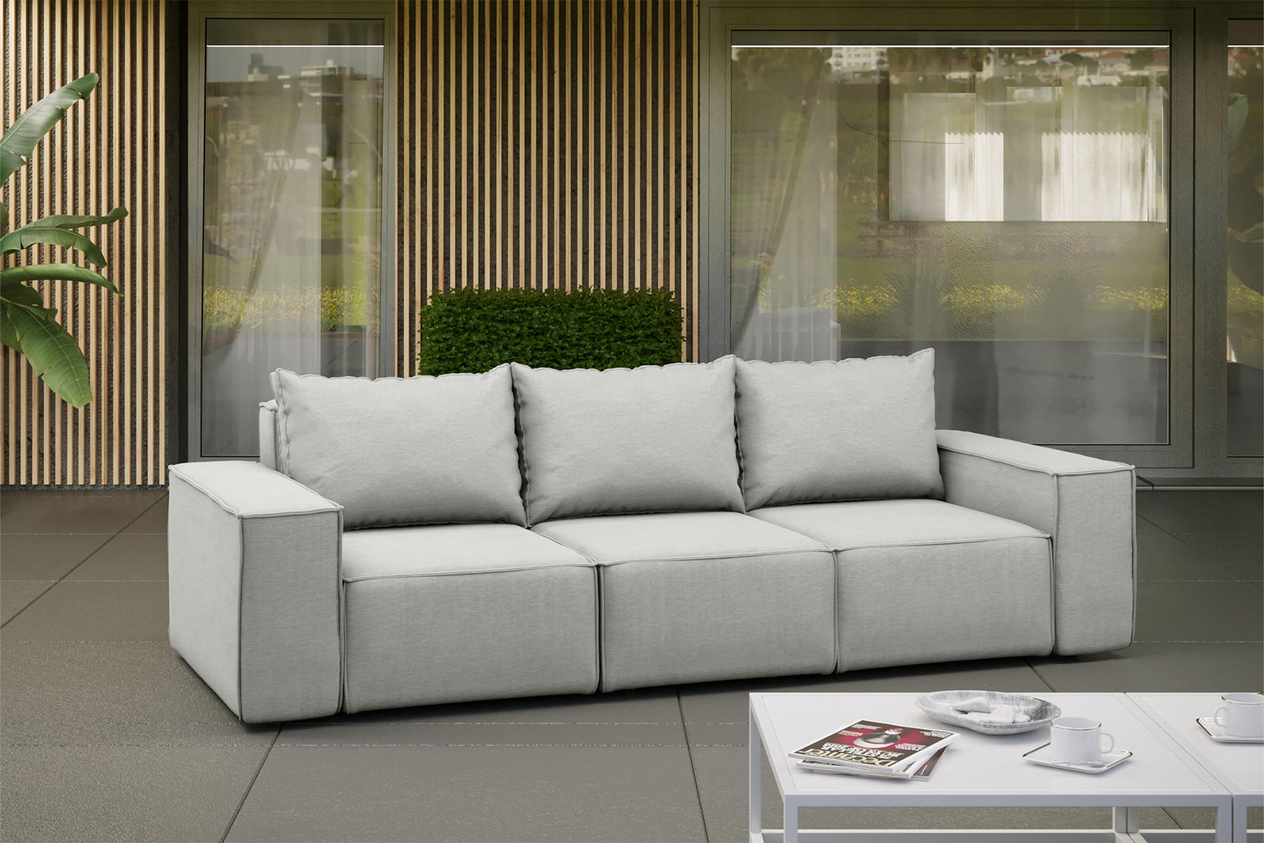 GARTENSOFA 3-Sitzer Für Den Garten SONNE Hellgrau - Hellgrau, Holz (245/73/88cm) - Kaiser Möbel