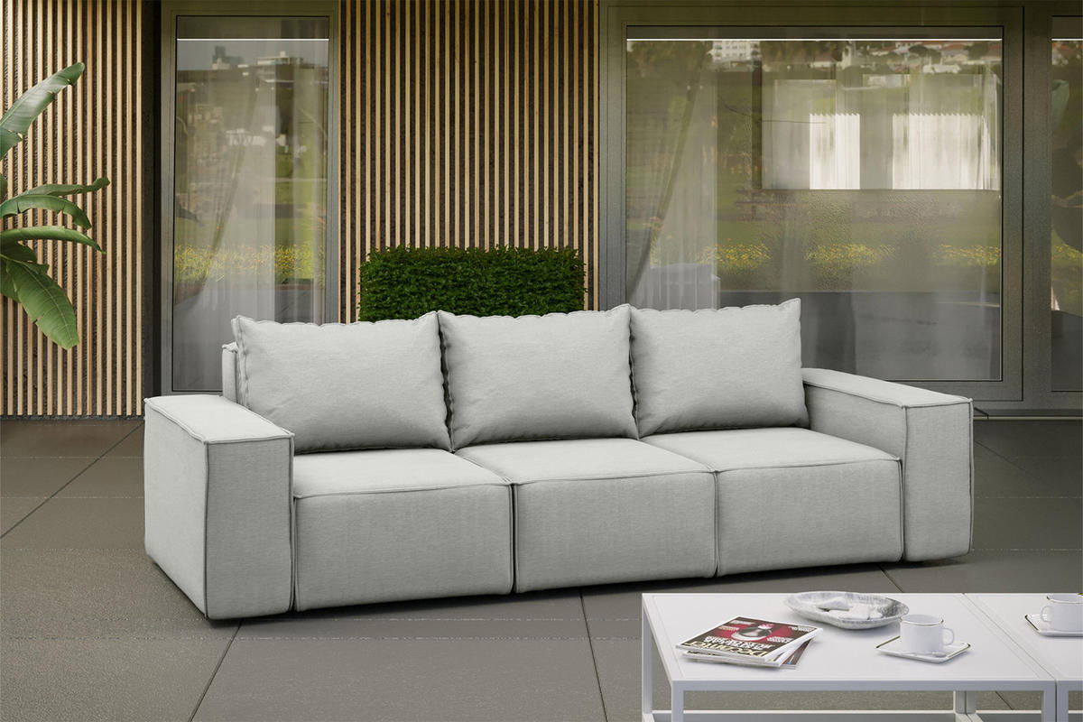 GARTENSOFA 3-Sitzer Für Den Garten SONNE Hellgrau - Hellgrau, Holz (245/73/88cm) - Kaiser Möbel