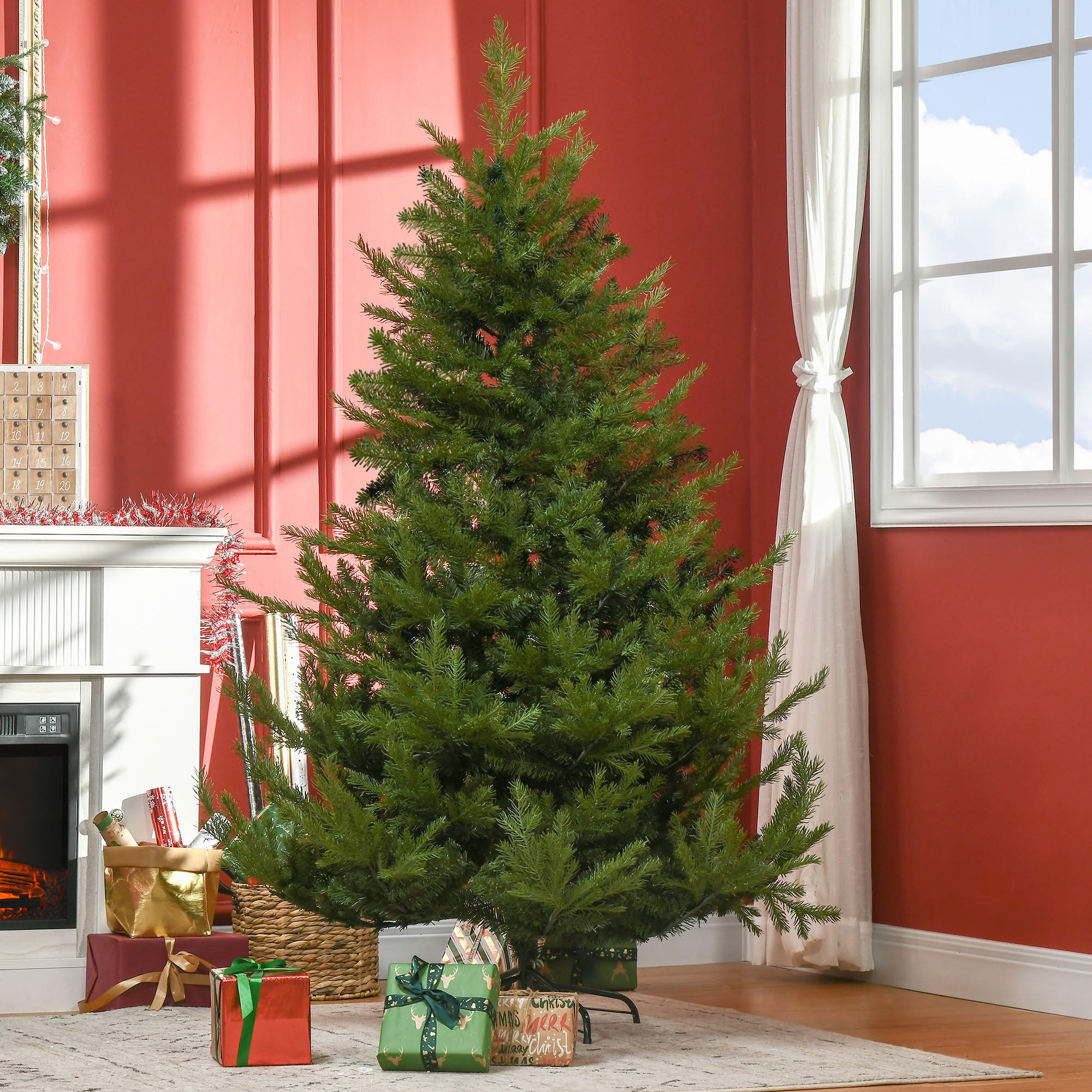 180 cm Weihnachtsbaum Künstlich Christbaum Dichte Zweige für Weihnachtsfest - Grün, Kunststoff (180cm) - HOMCOM