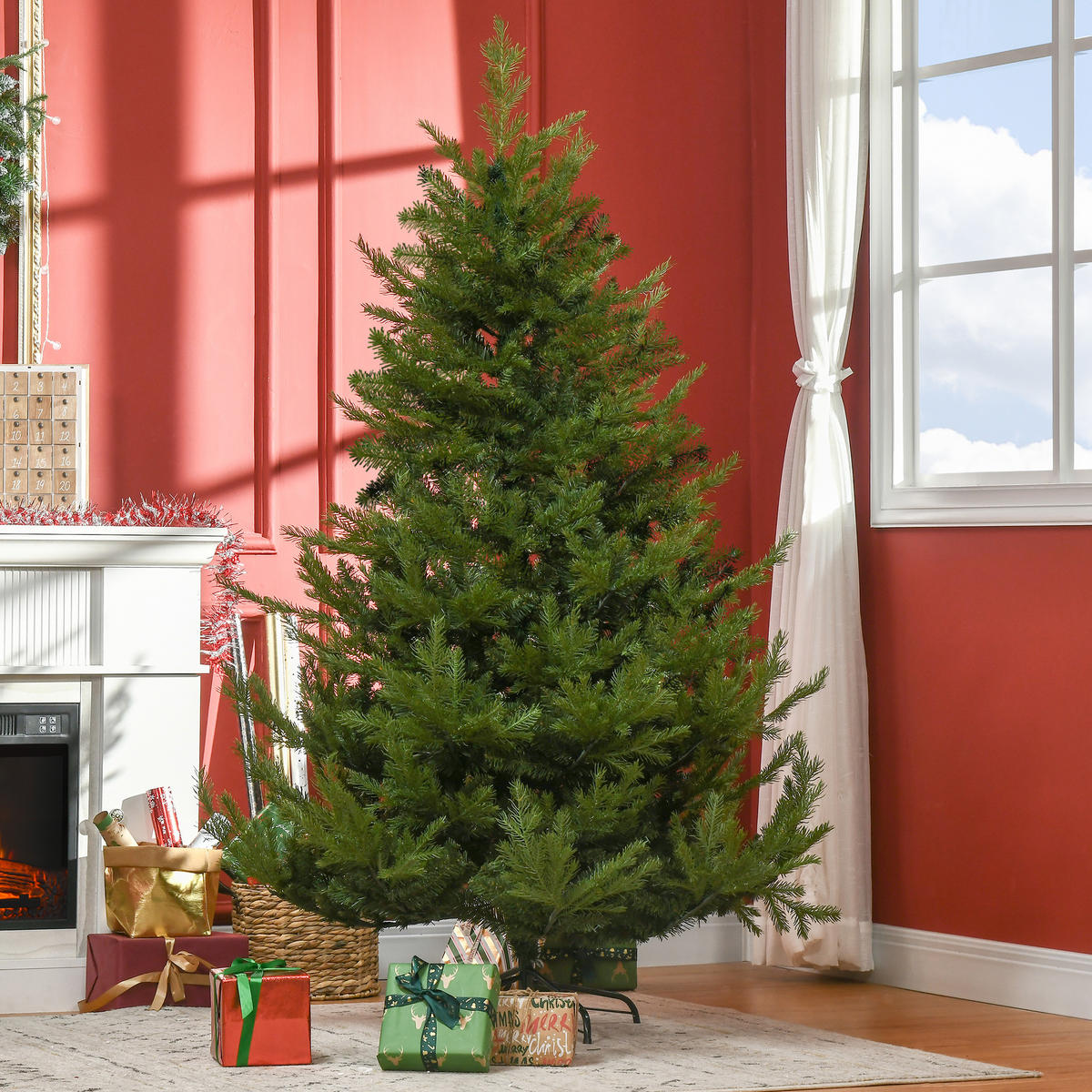 180 cm Weihnachtsbaum Künstlich Christbaum Dichte Zweige für Weihnachtsfest - Grün, Kunststoff (180cm) - HOMCOM