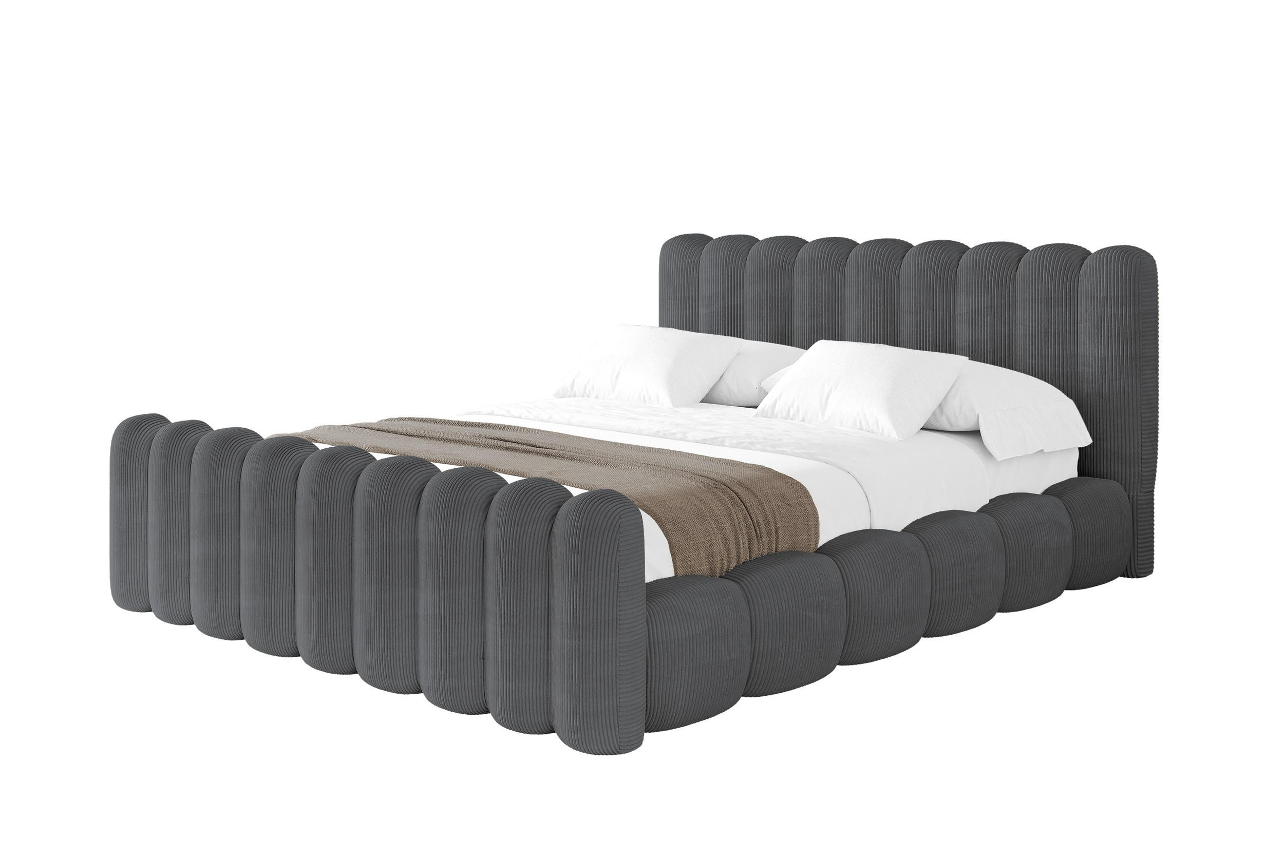 POLSTERBETT mit Bettkasten, Fußteil und Lattenrost, Bett mit Matratze H3/H4 - SENA-Z 160x200 Dunkelgrau - Anthrazit, Holzwerkstoff/Textil (160/200cm) - ALTDECOR