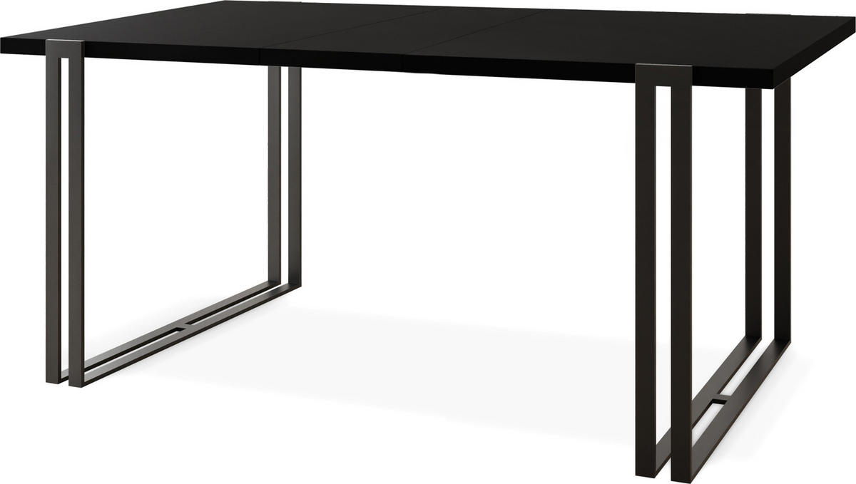 ESSTISCH Marina rechteckig ausziehbar, Schwarz 120-220/80/76 cm - Schwarz, Holzwerkstoff/Metall (120/80/76cm) - WFL GROUP