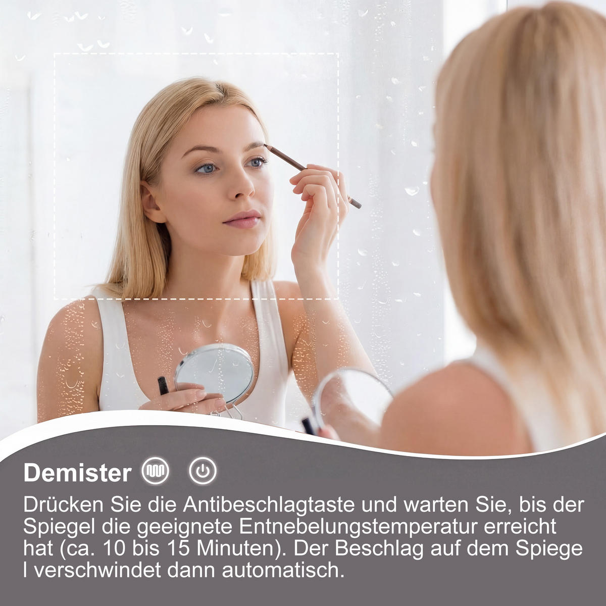 SPIEGELSCHRANK | Steckdose,Papierschlitz,3-LED,Antibeschlag,verstellbar - Silberfarben/Weiß, Glas/Holzwerkstoff (13.5/60/100cm) - SHOPENTRA