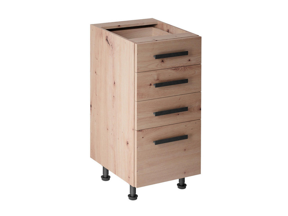 KÜCHENZEILE 240 - Langen KL2-M240 in Artisan Eiche - Schwarz/Eiche Artisan, Holz/Metall (240/212/58cm)