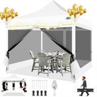 GARTENPAVILLON 3x3m Wasserdicht mit 4 Netz-Seitenwänden Weiß - Weiß, Textil (300/335/300cm)