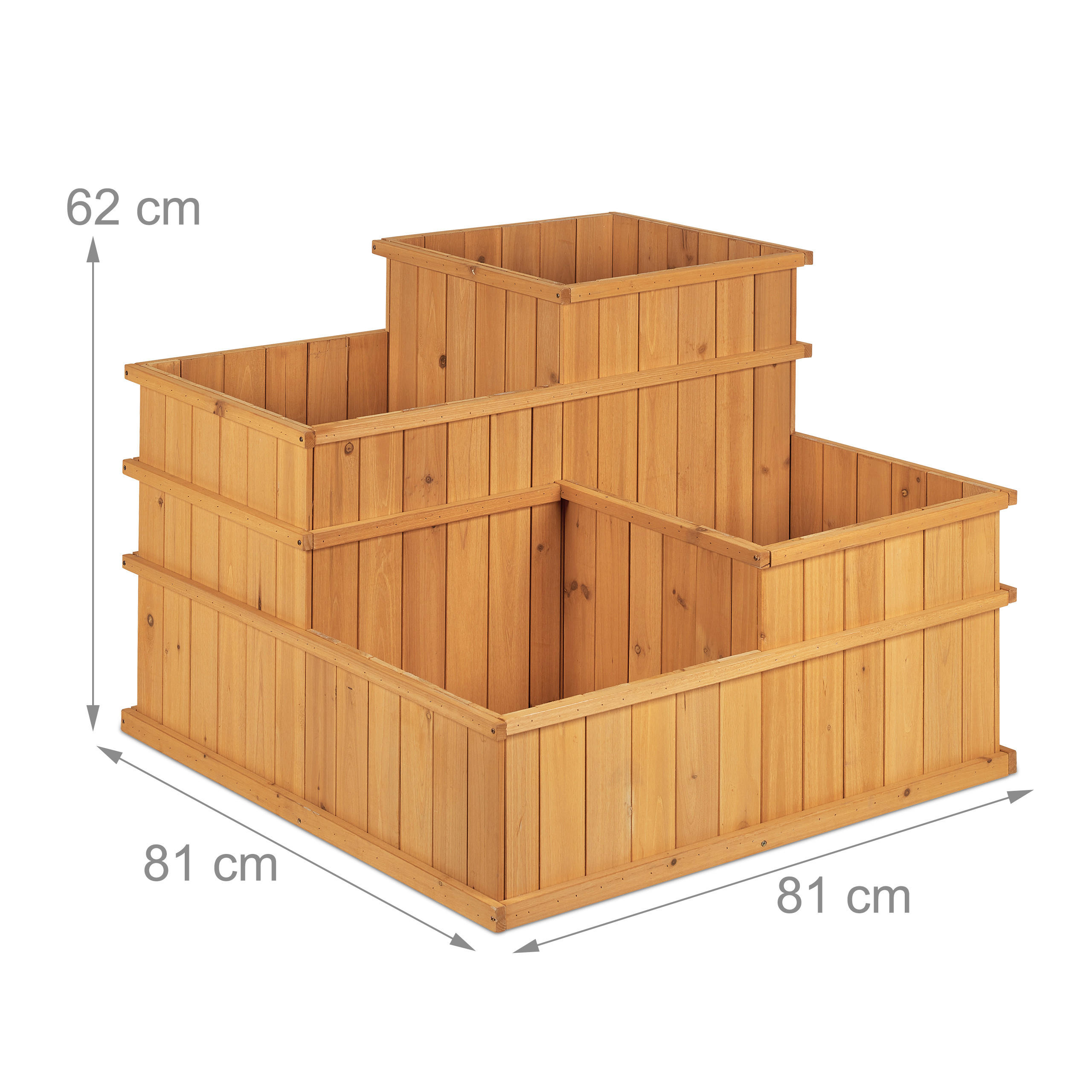 Thumbnail - Relaxdays Hochbeet, Hellbraun, Holz, 81x61x81 cm, Gartenzubehör, Hochbeete