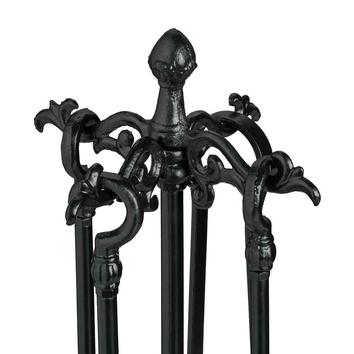 5-TLG.KAMINBESTECK-SET - Schwarz, Metall (18/51/18cm) - Relaxdays