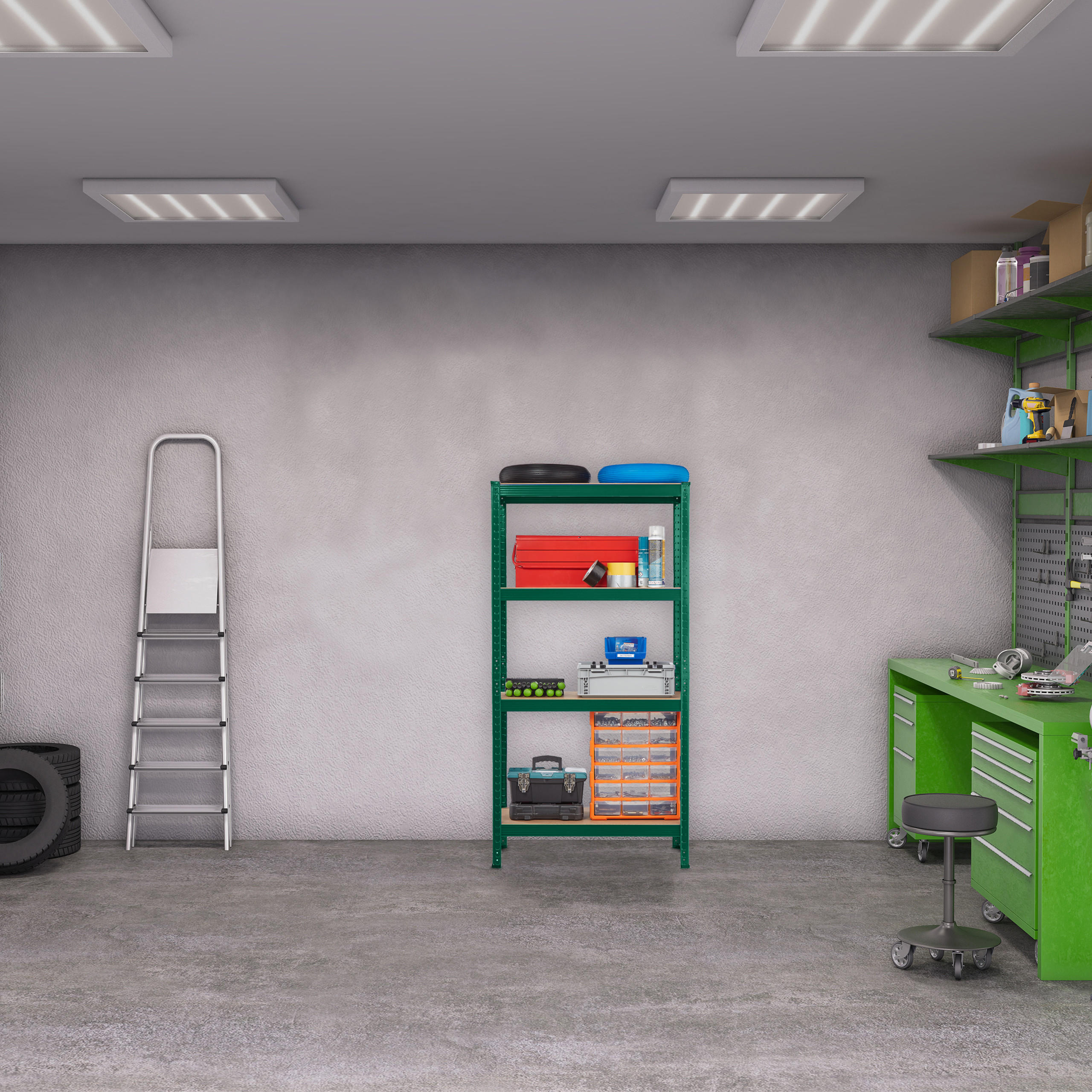 SCHWERLASTREGAL - Multicolor, Holzwerkstoff/Kunststoff (80/156/40cm) - Relaxdays