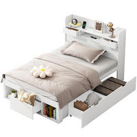 DETSKÁ posteľ 90/200 cm z borovice biela s USB portom a úložným priestorom - biela, kompozitné drevo (90/200cm) - BEAOK