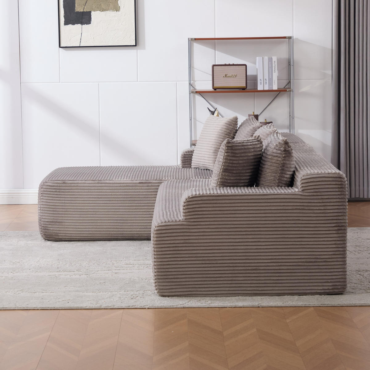 ECKSOFA 272/174/74.5 cm Grau mit 30D hochelastischem Schaumstoff und rutschfestem Boden - Grau, Textil (174/74.5/272cm) - Oxeza