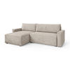 ECKSOFA BESMIR Creme Kordstoff mit Schlaffunktion - Creme, Holz (275/148cm) - MASSENO