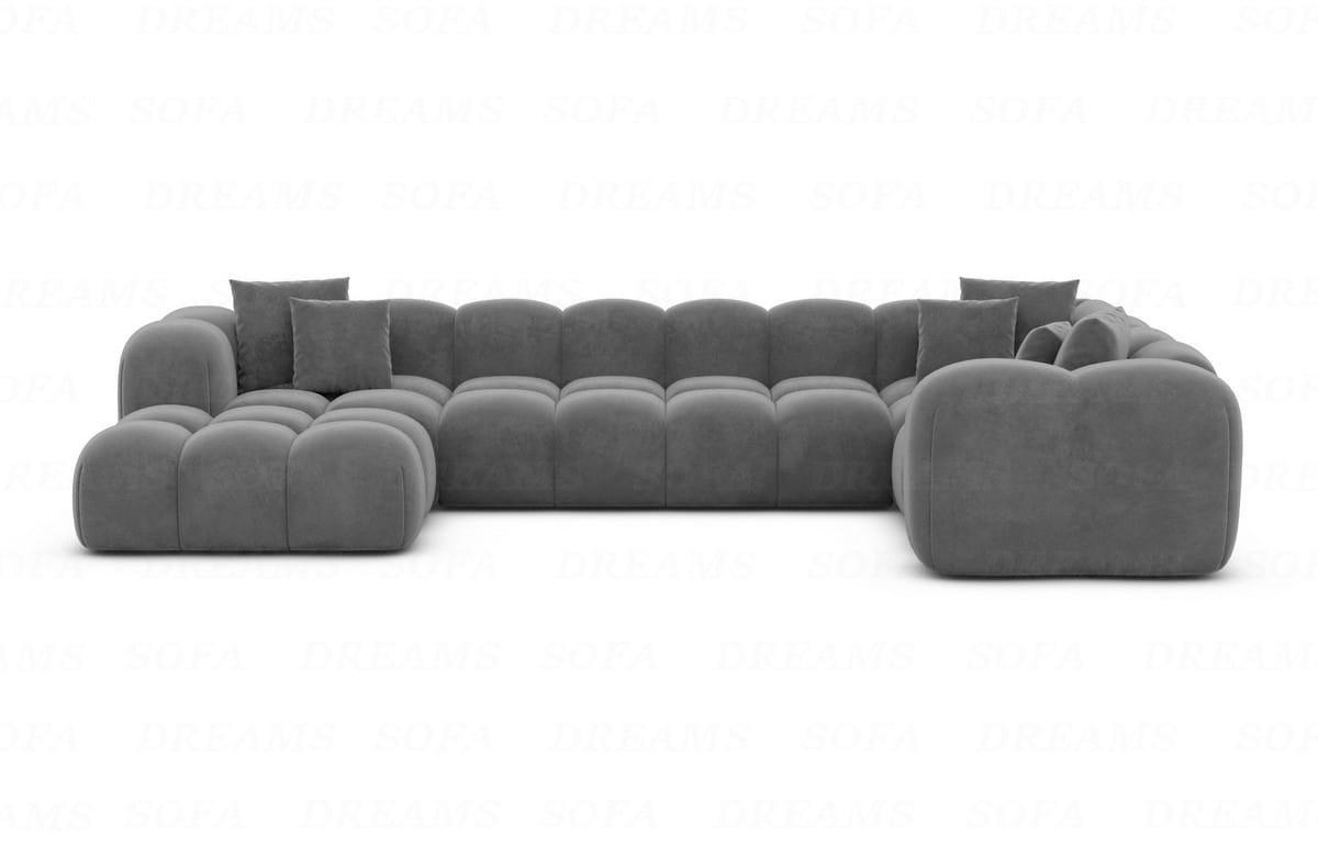 WOHNLANDSCHAFT Cloud Dunkelgrau Samtstoff - Dunkelgrau, Kunststoff (314/72/184cm)