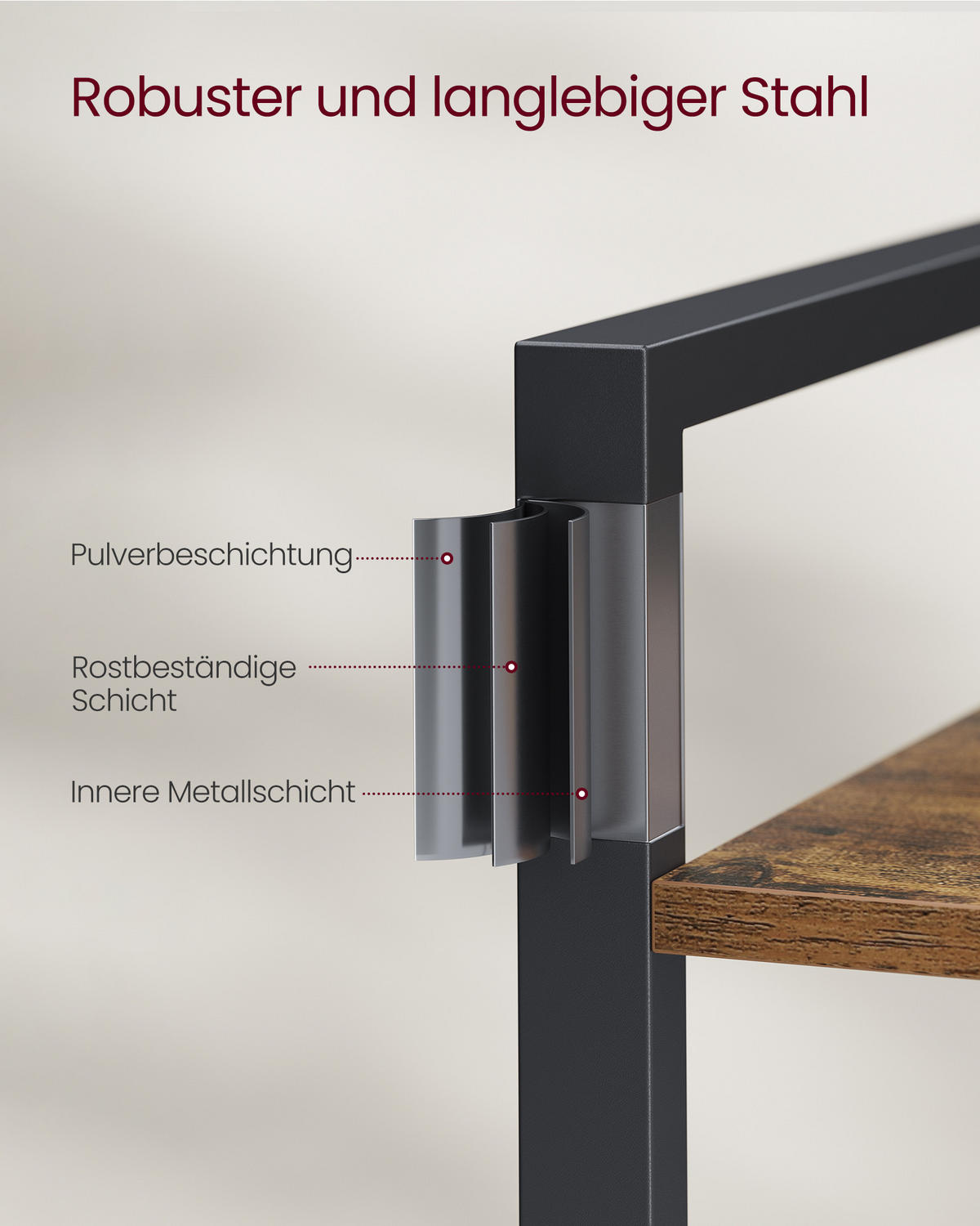 STANDREGAL Bas - Braun, Holzwerkstoff (24/107/40cm) - VASAGLE