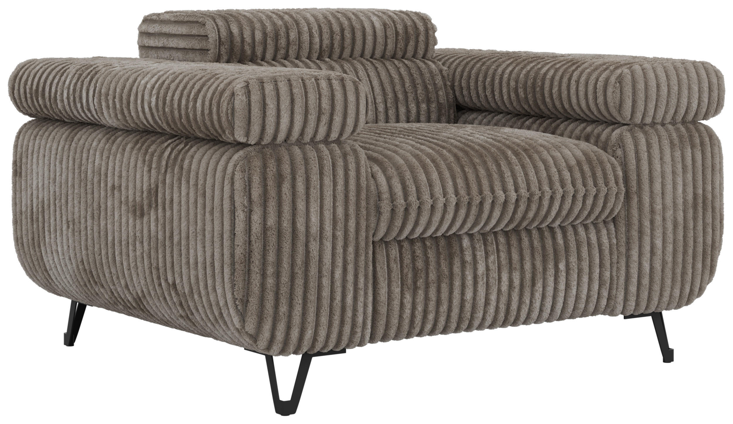 SESSEL PETER 1 - Hellbraun Cord - Hellbraun/Schwarz, Textil/Metall (126/76/99cm) - MKS