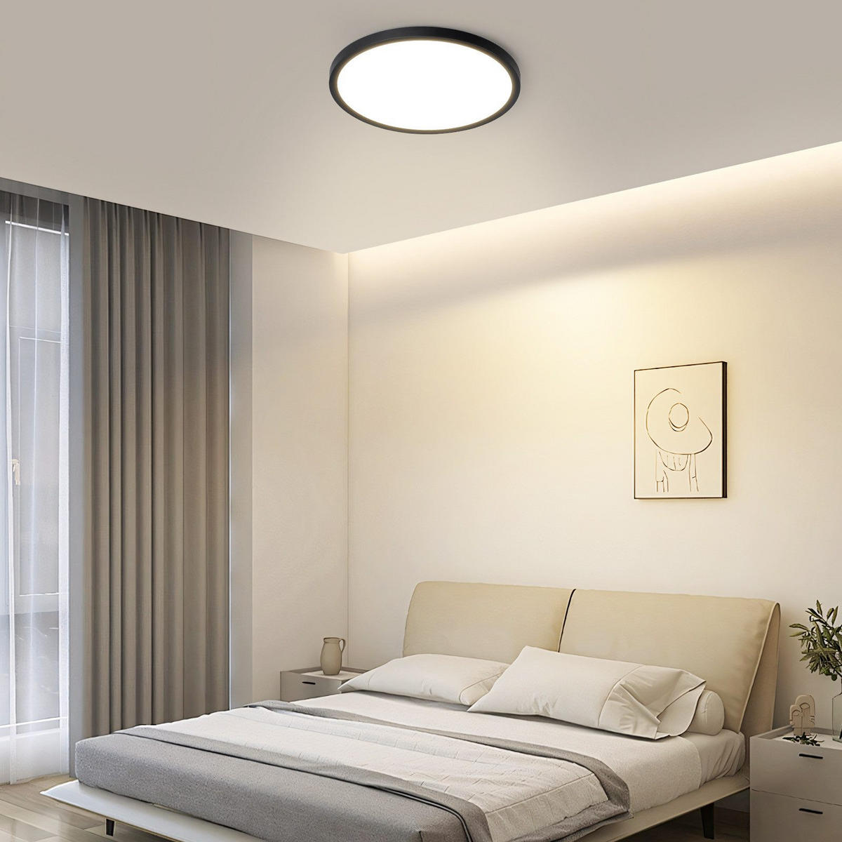 LED-DECKENLEUCHTE Mak 18/18/2.6 cm - Schwarz, Kunststoff (18/18/2.6cm) - Nettlife