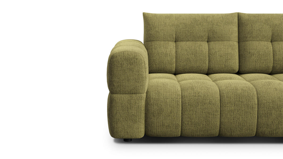 SOFA CLOUDI 2,5-Sitzer, olivgrün - Schwarz/Olivgrün, Holz/Textil (211/89/104cm) - Courtois Laville