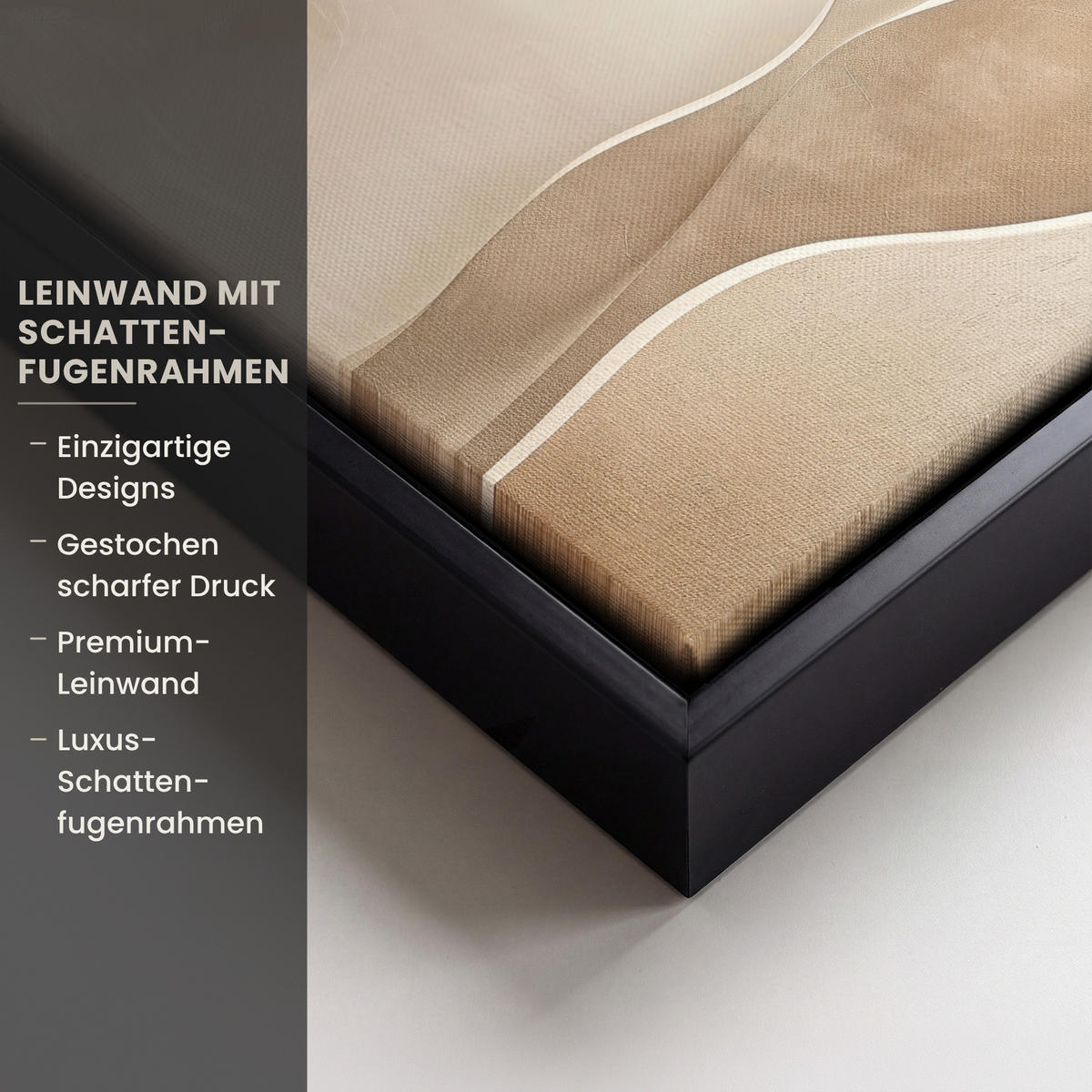 LEINWAND Bilder mit Rahmen - Beige - Natur - Abstrakt - Modern - 20x20 - Beige, Textil (20/20cm) - MuchoWow